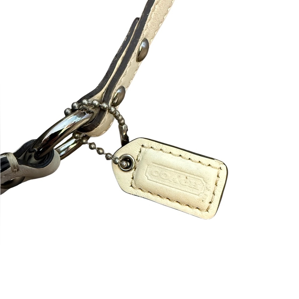 COACH Signature Tan White Demi Mini Pochette Baguette Logo Striped Purse Bag Y2K - Picture 6 of 14